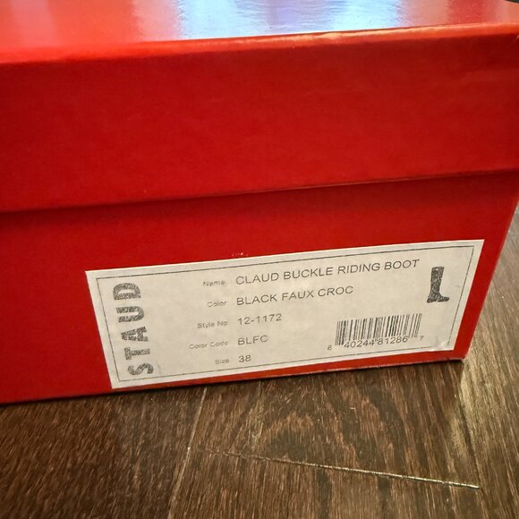 Staud Claud Buckle Riding Boots - Black Crocodile Size 38 - New with tags (NWT) - Picture 4 of 11